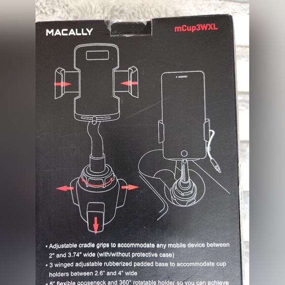 5" Black Adjustable Car Cup Phone Holder - Picture 6 of 7